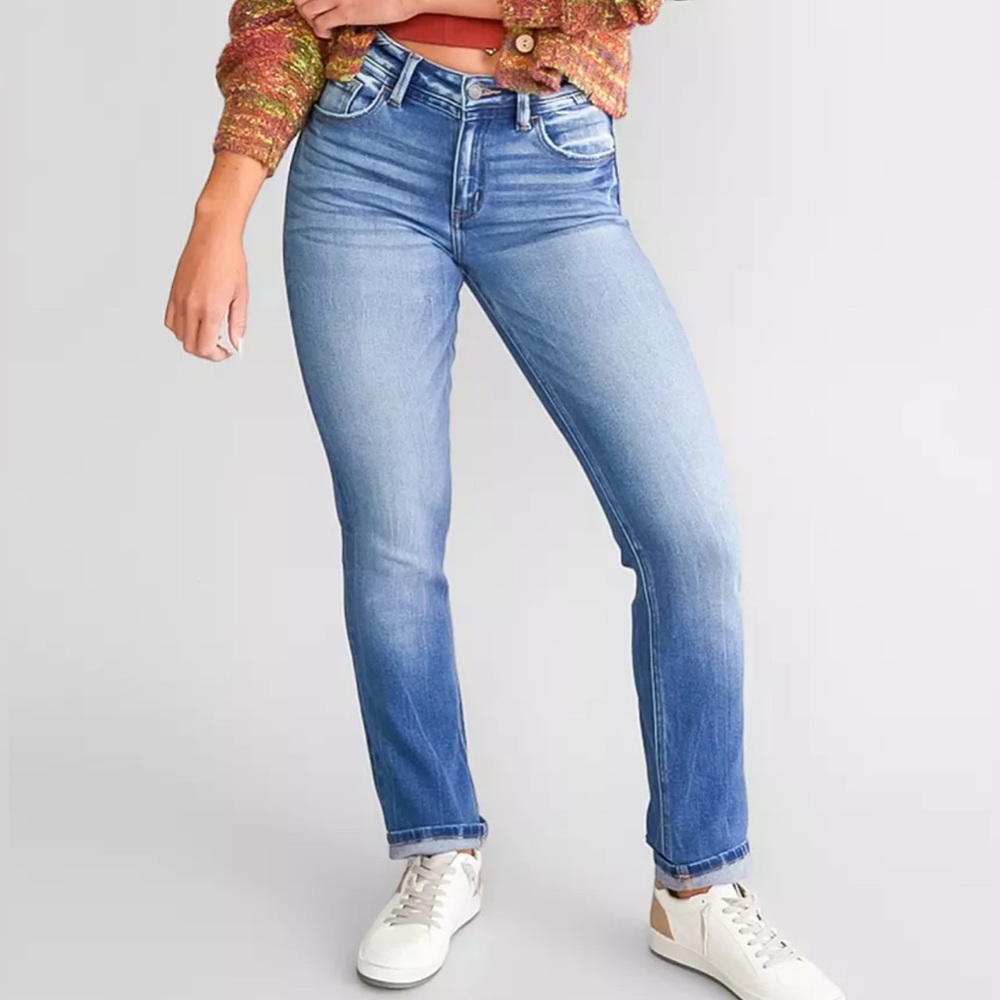 Kancan signature curvy mid-rise straight jeans